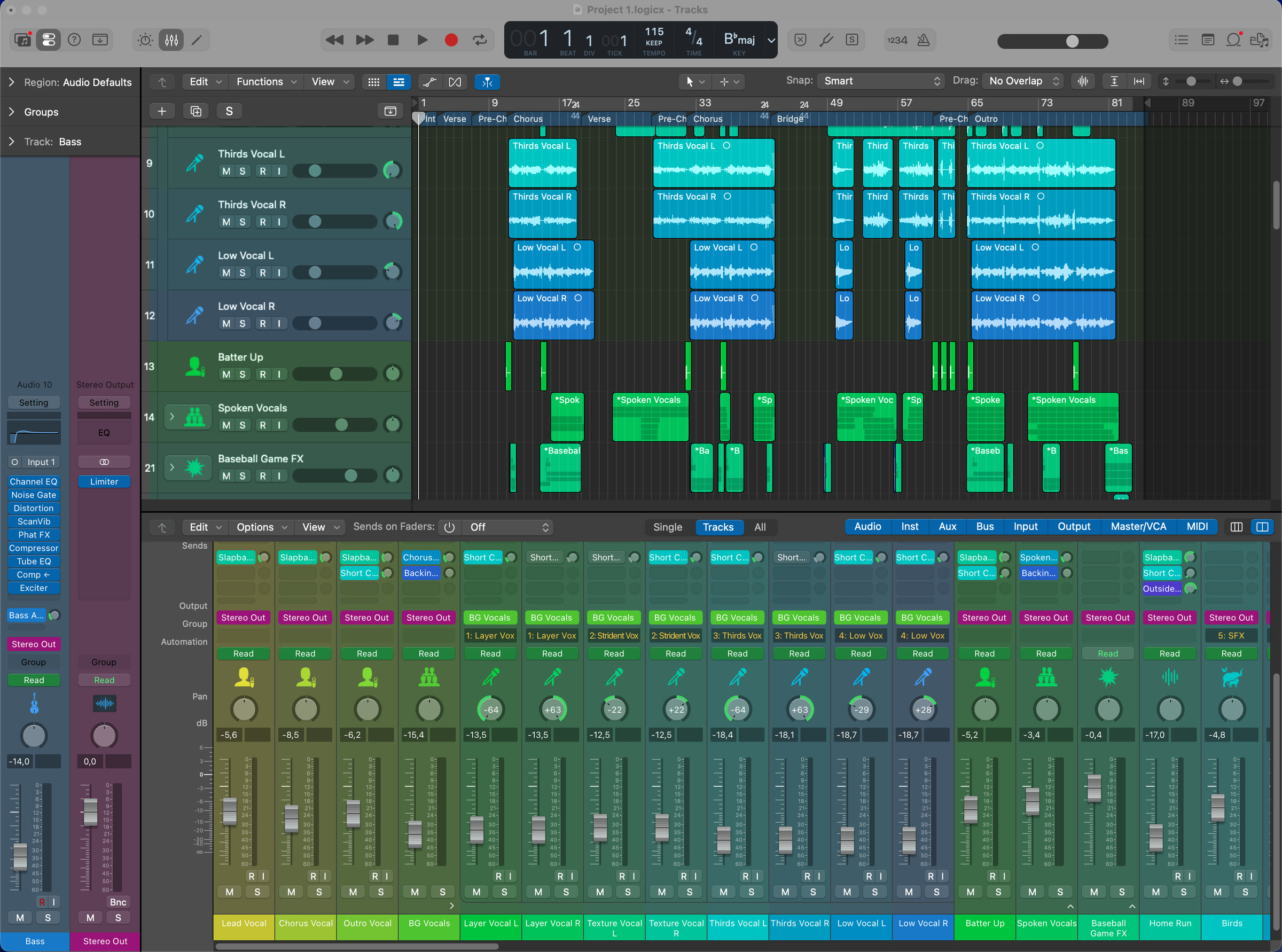 Logic Pro con l'interfaccia standard
